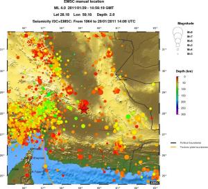 regional depth historical seismicity