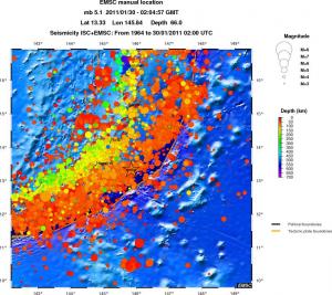 regional depth historical seismicity