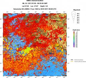 regional depth historical seismicity