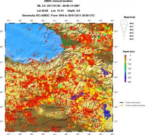 regional depth historical seismicity
