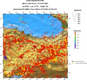 regional depth historical seismicity