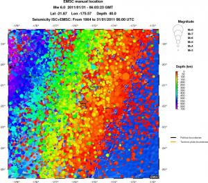 regional depth historical seismicity