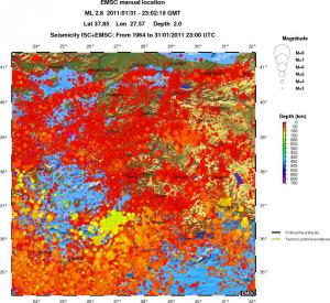 regional depth historical seismicity