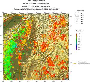 regional depth historical seismicity
