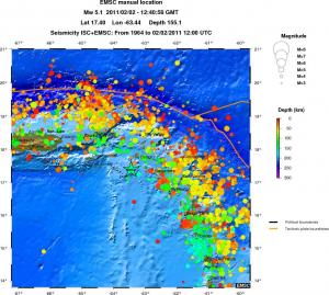 regional depth historical seismicity