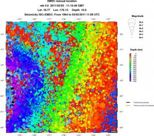 regional depth historical seismicity