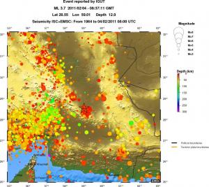 regional depth historical seismicity