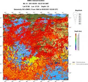 regional depth historical seismicity