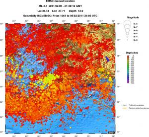 regional depth historical seismicity