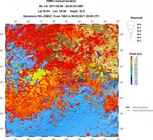 regional depth historical seismicity