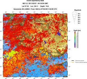 regional depth historical seismicity