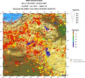 regional depth historical seismicity