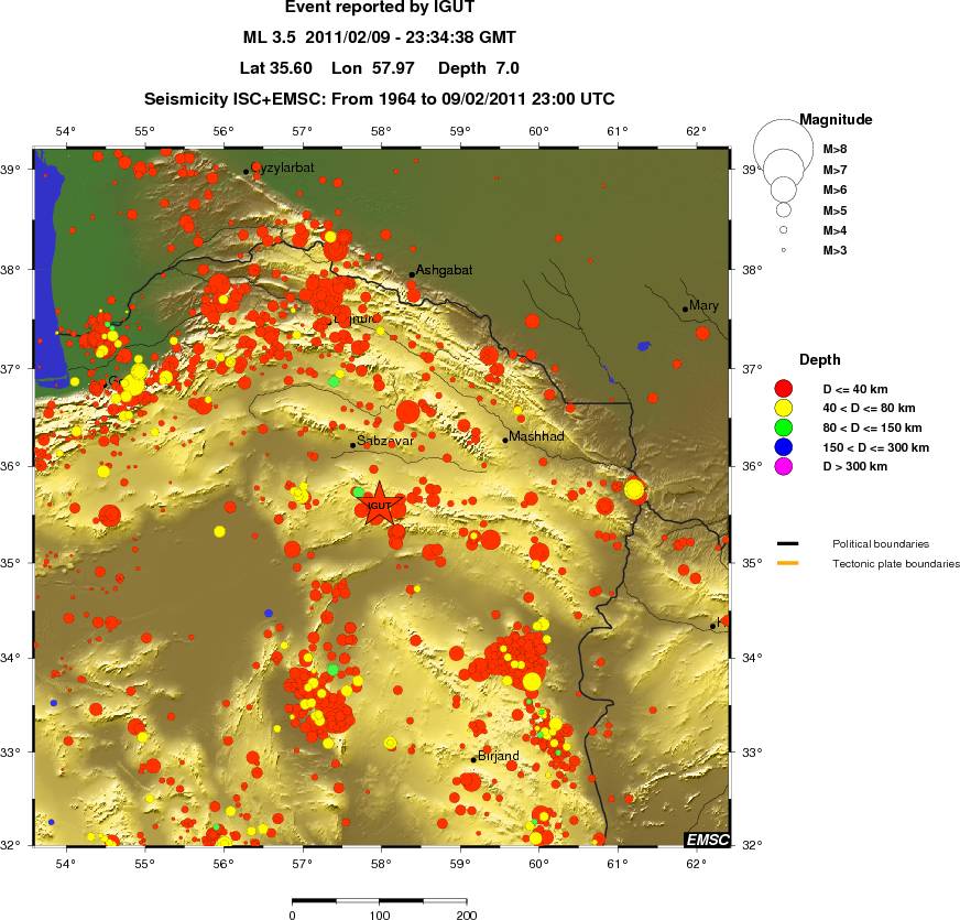 regional historical seismicity