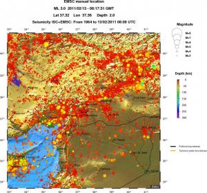 regional depth historical seismicity