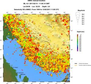 regional depth historical seismicity