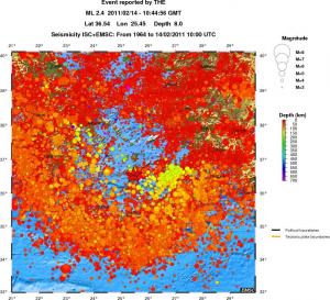 regional depth historical seismicity