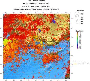 regional depth historical seismicity