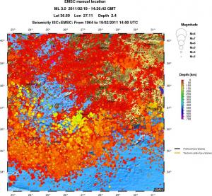 regional depth historical seismicity
