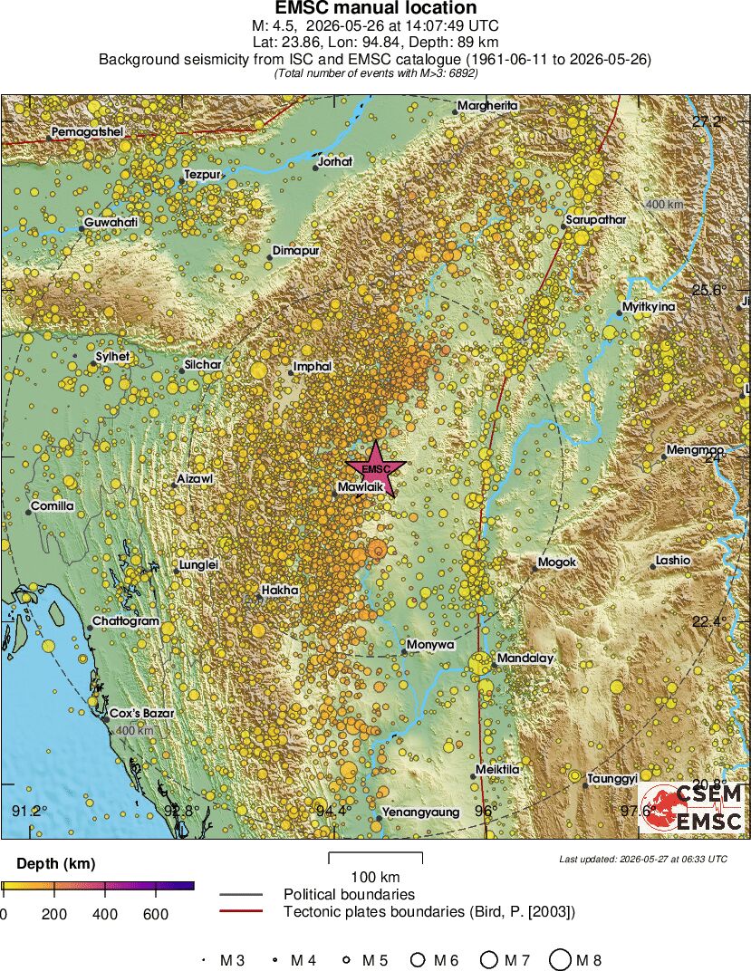regional depth historical seismicity