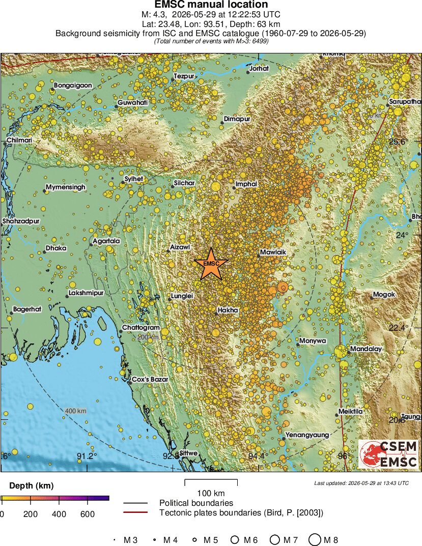 regional depth historical seismicity
