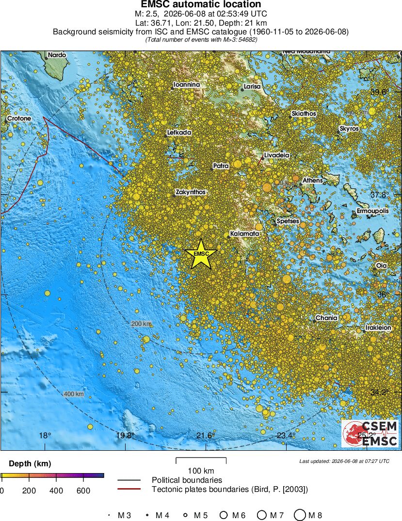 regional depth historical seismicity