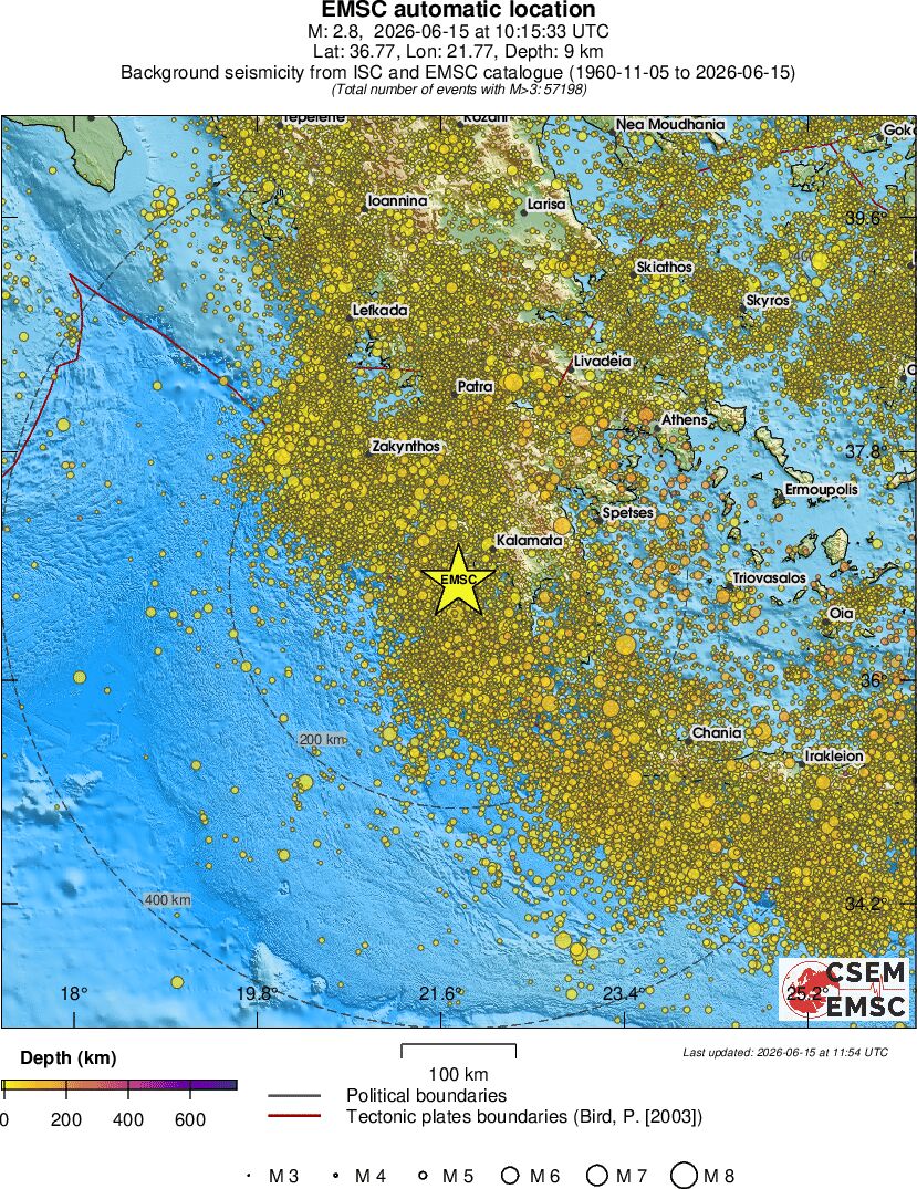 regional depth historical seismicity