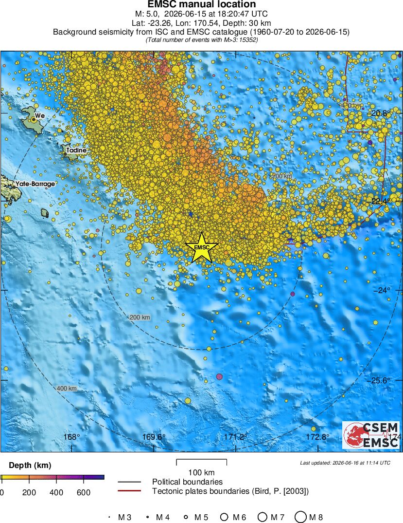 regional depth historical seismicity