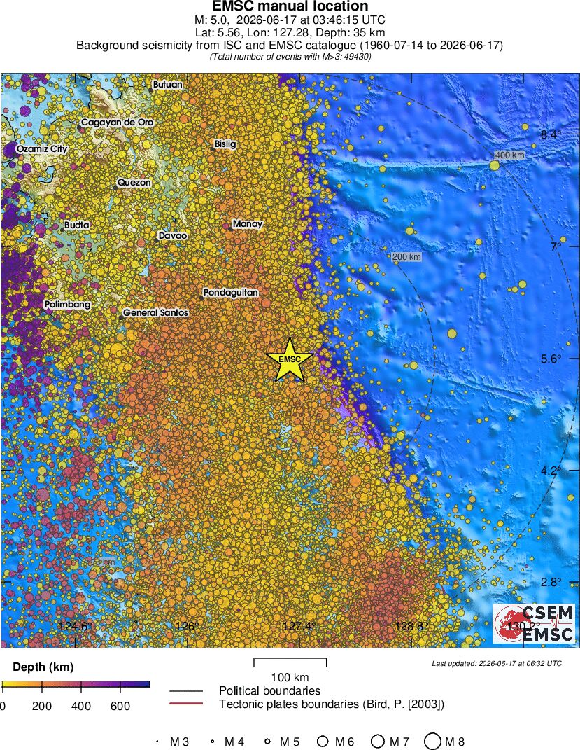 regional depth historical seismicity