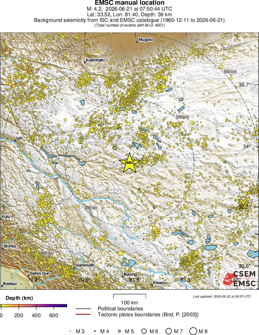 regional depth historical seismicity
