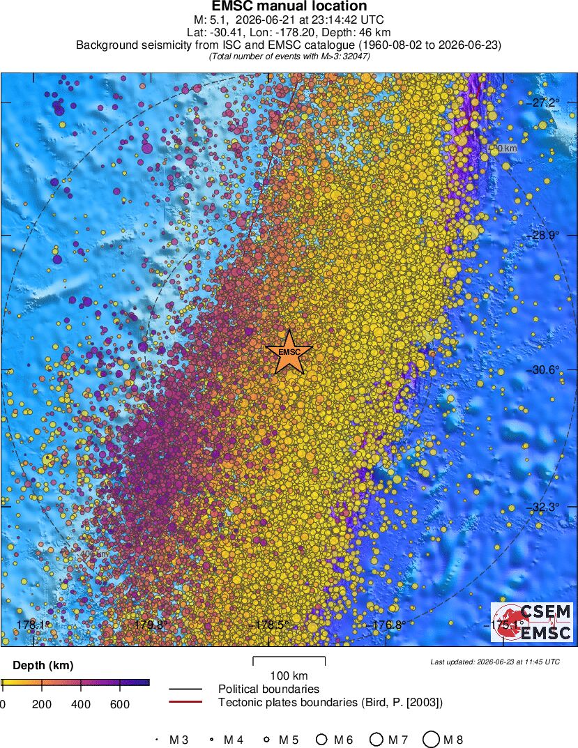 regional depth historical seismicity
