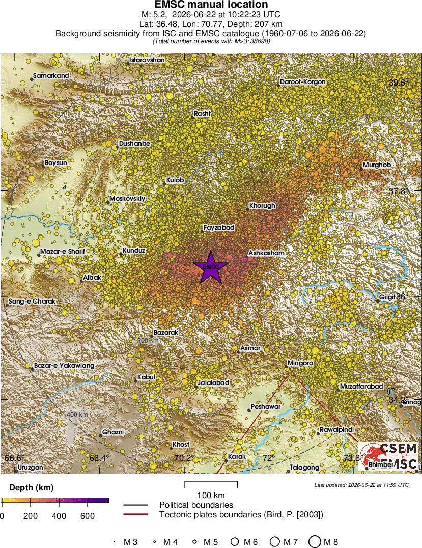 regional depth historical seismicity