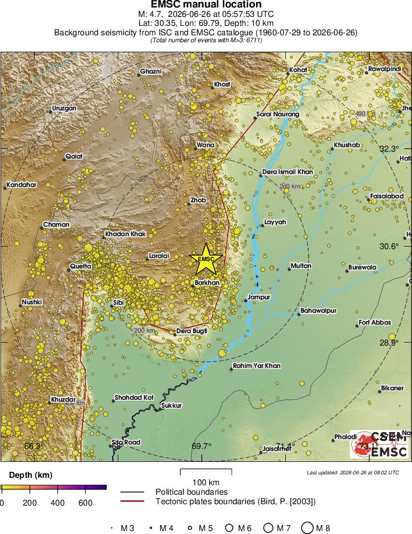 regional depth historical seismicity