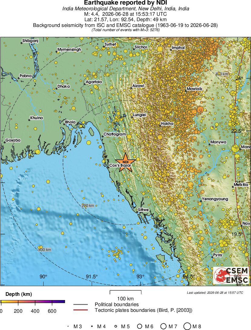 regional depth historical seismicity