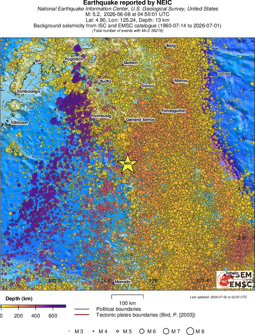 regional depth historical seismicity