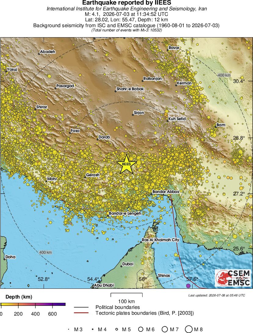 regional depth historical seismicity