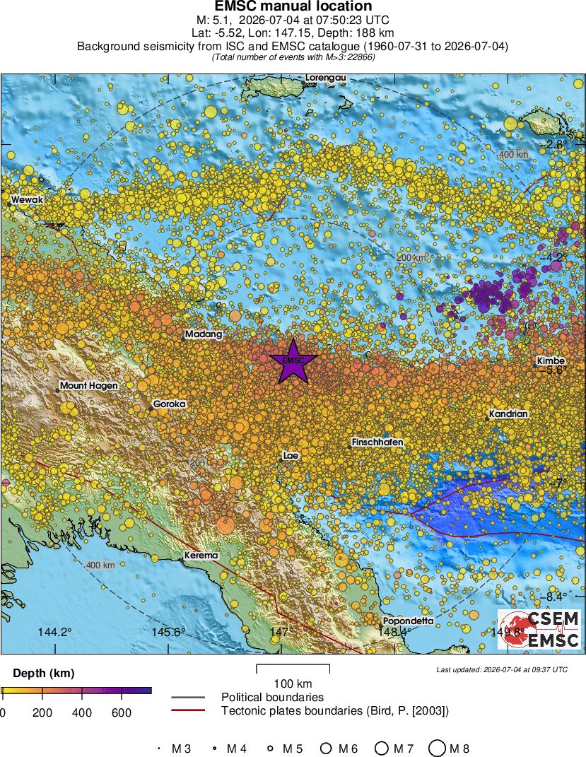 regional depth historical seismicity