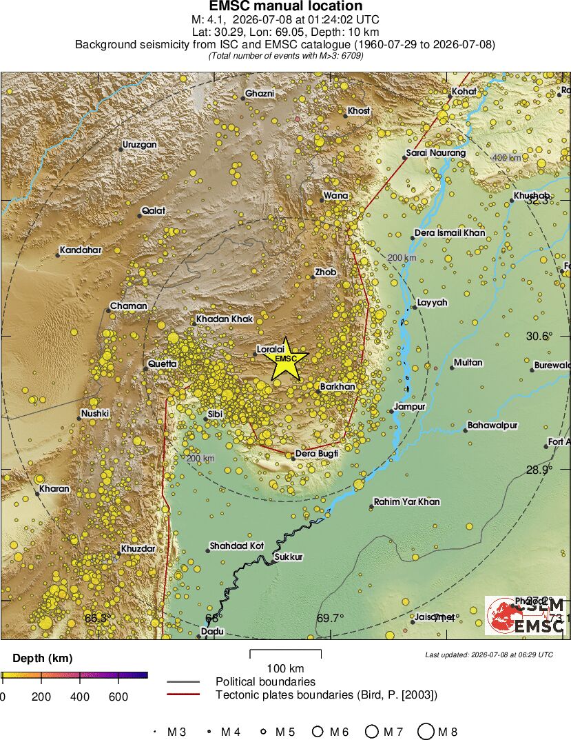 regional depth historical seismicity