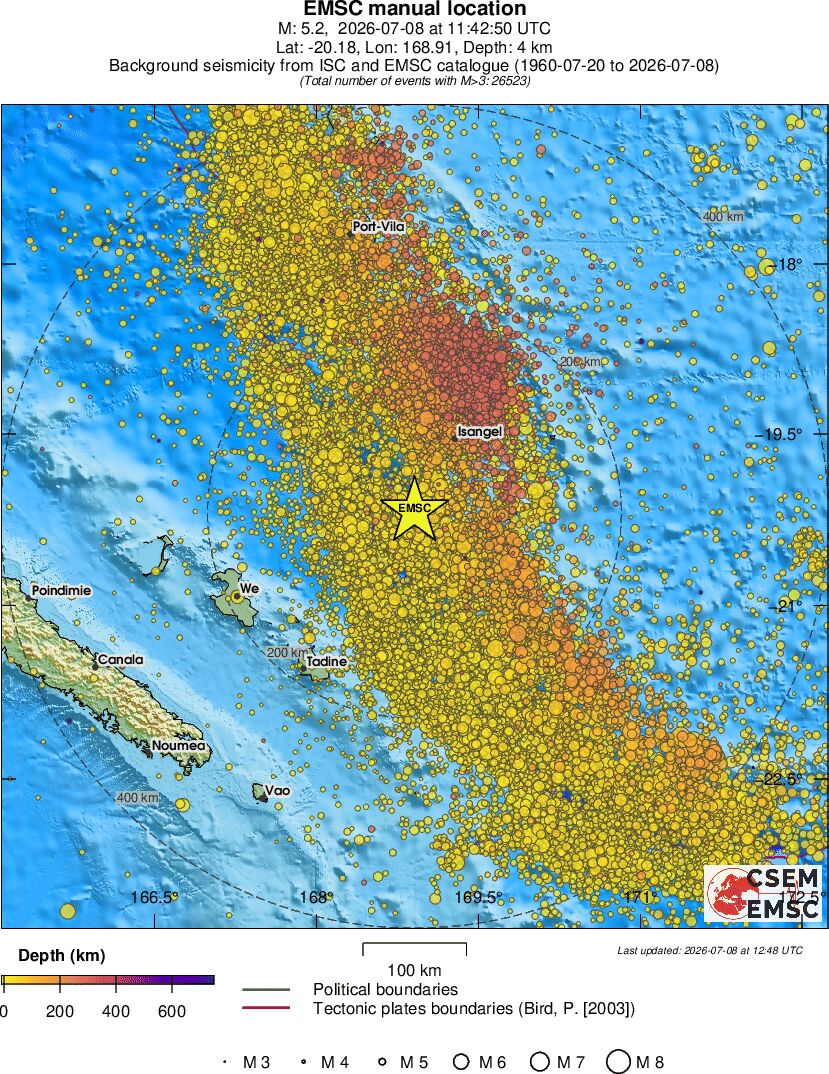 regional depth historical seismicity