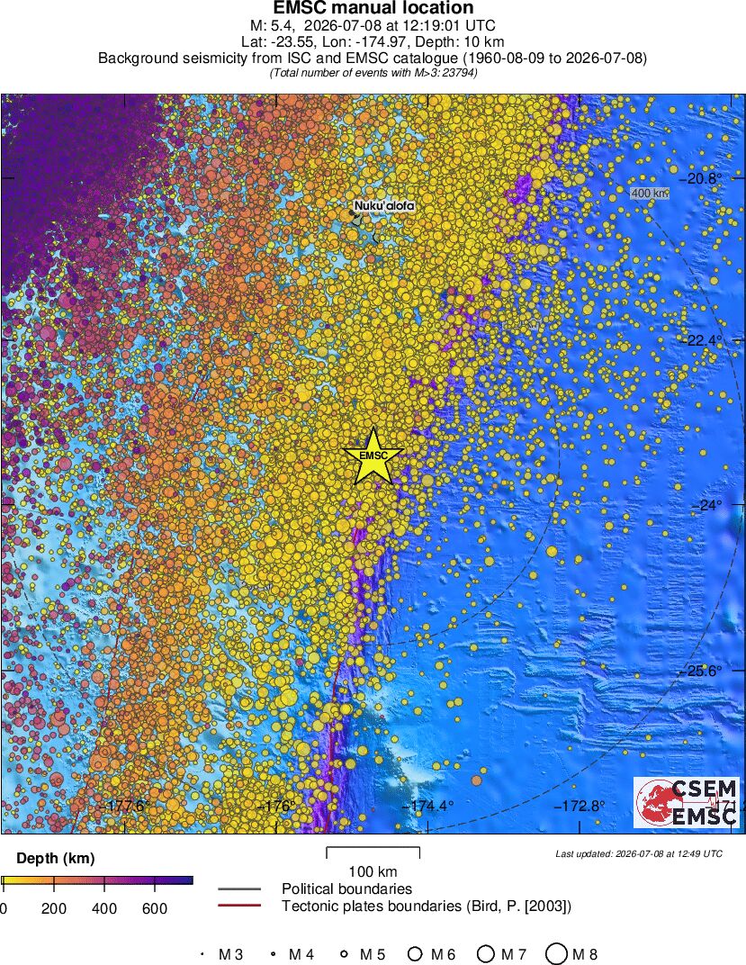 regional depth historical seismicity