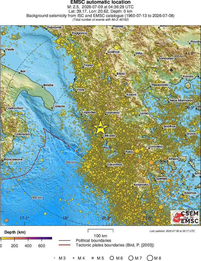 regional depth historical seismicity