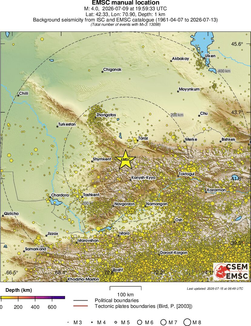 regional depth historical seismicity