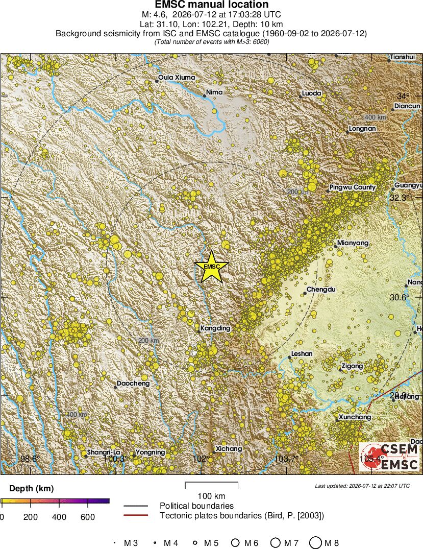 regional depth historical seismicity