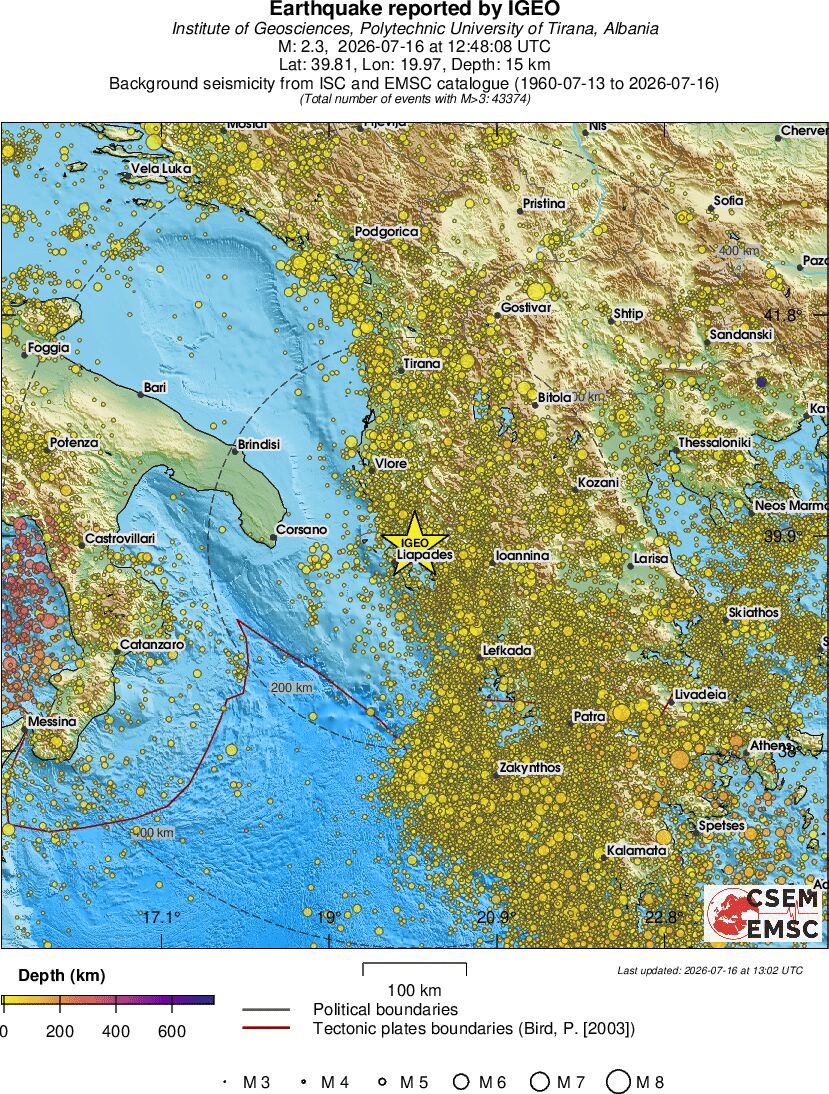 regional depth historical seismicity