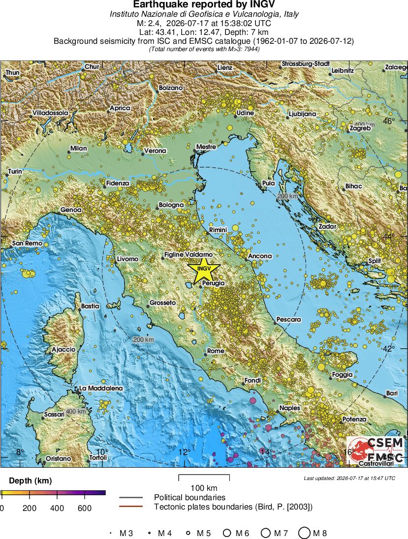 regional depth historical seismicity