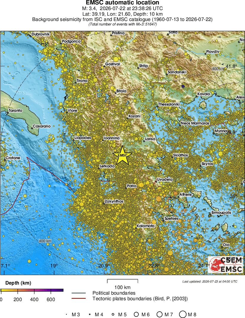 regional depth historical seismicity