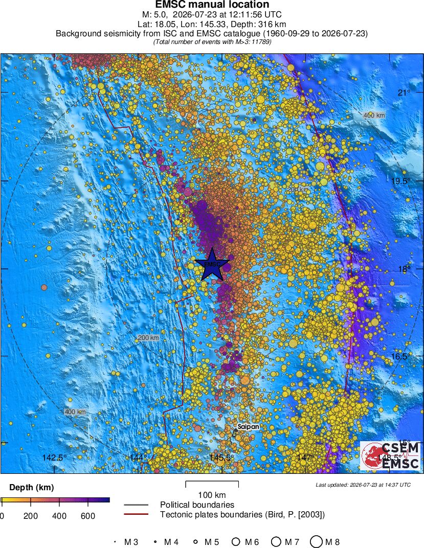 regional depth historical seismicity