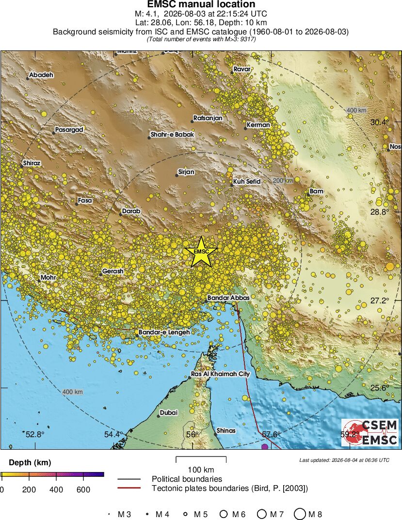 regional depth historical seismicity