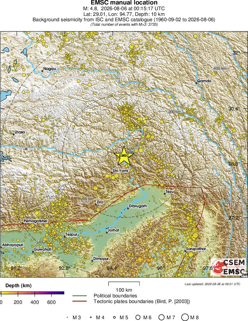 regional depth historical seismicity