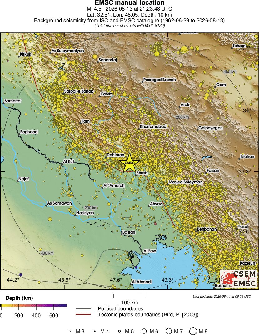 regional depth historical seismicity