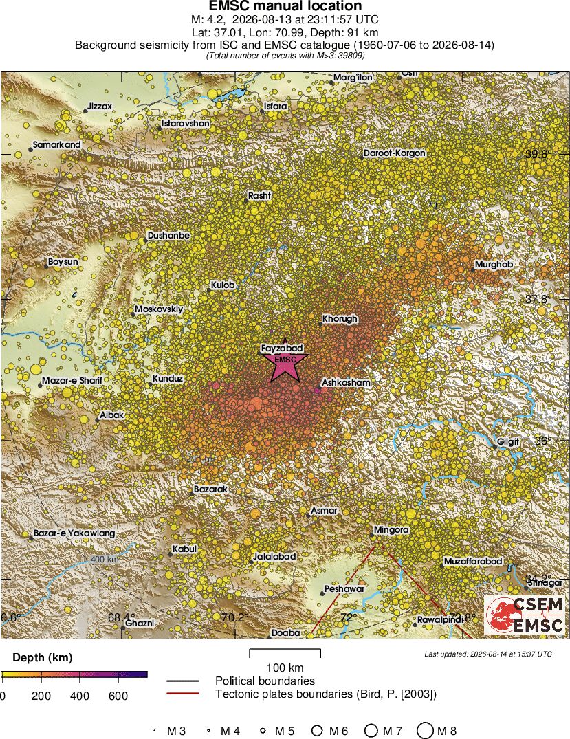 regional depth historical seismicity